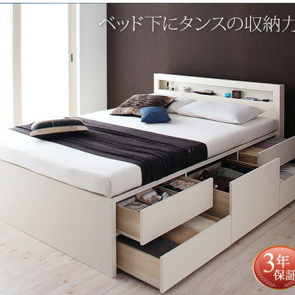 お客様組立 棚・コンセント付きチェストベッド Lagest ラジェスト セミシングル シングル セミダブル ダブル ベッドフレームのみ/マットレス付き [00]