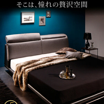 リクライニング機能付き・モダンデザインローベッド Neptuno ネプトゥーノ 選べるマットレス付き ダブル クイーン キング [00]